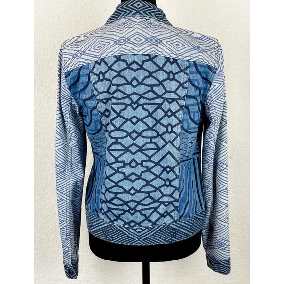 CURRENT/ELLIOTT • Mary Katrantzou Fountaine Denim Jacket w/ Contrast Mosaic - Picture 7 of 16